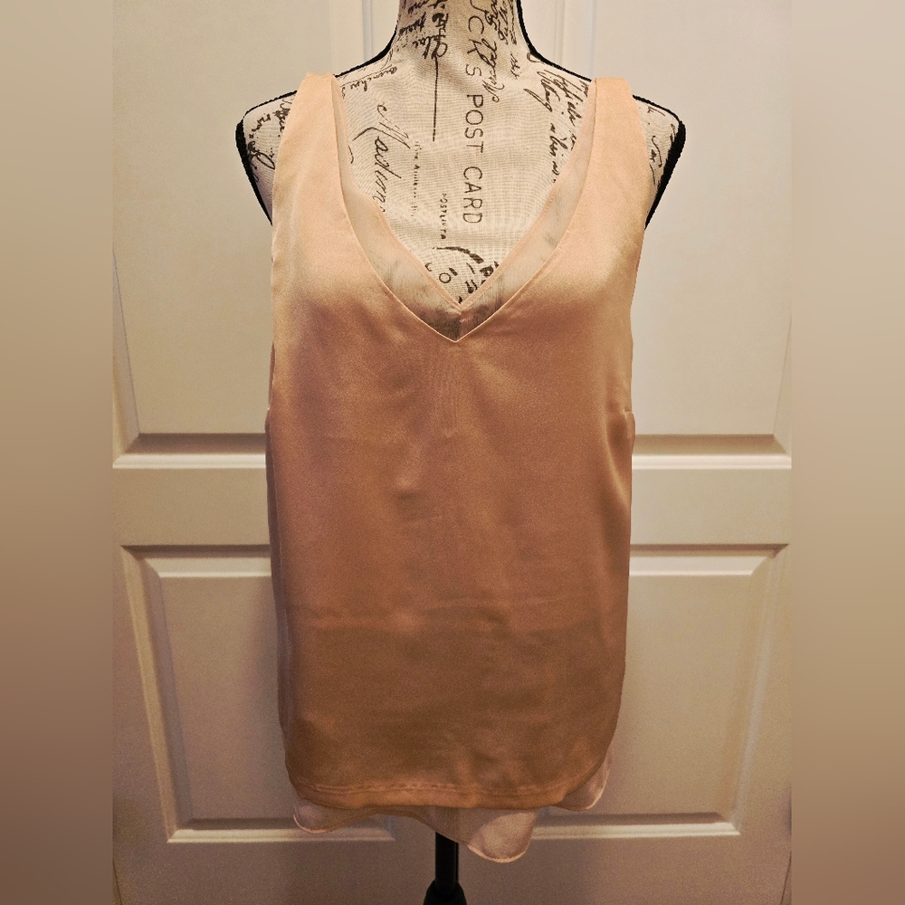 H&M Peach V-Neck Flowy Camisole With Chiffon Lining Size 14 NWOT
